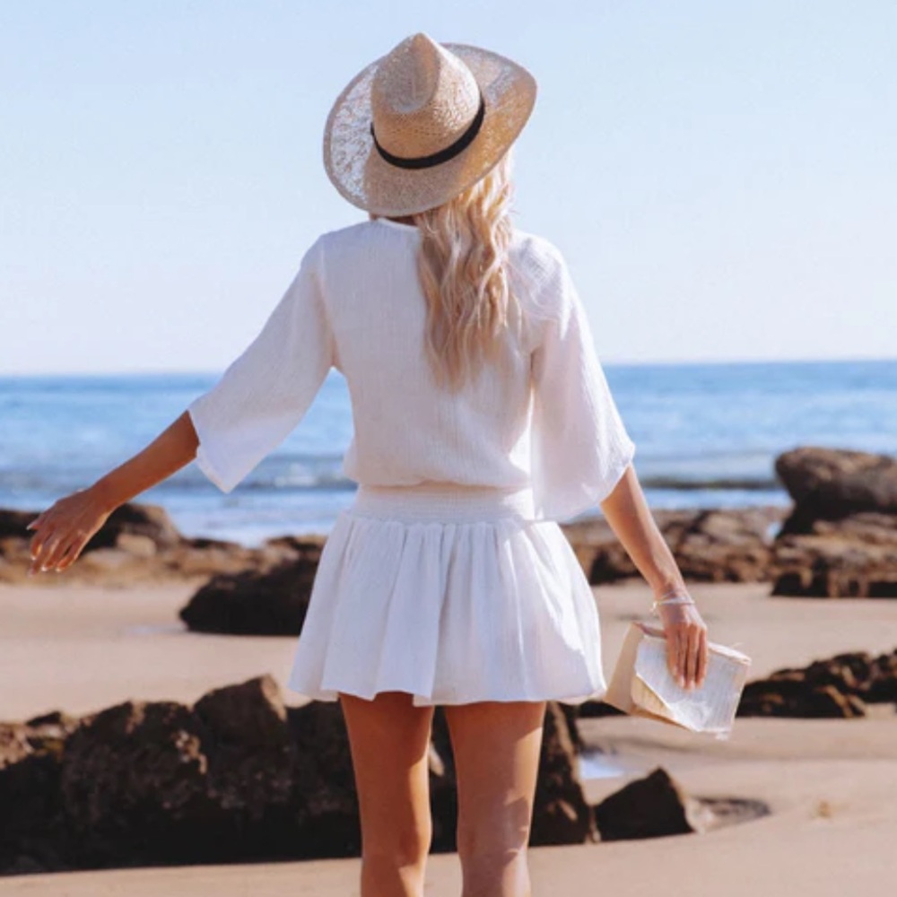 White cotton mini sundress!